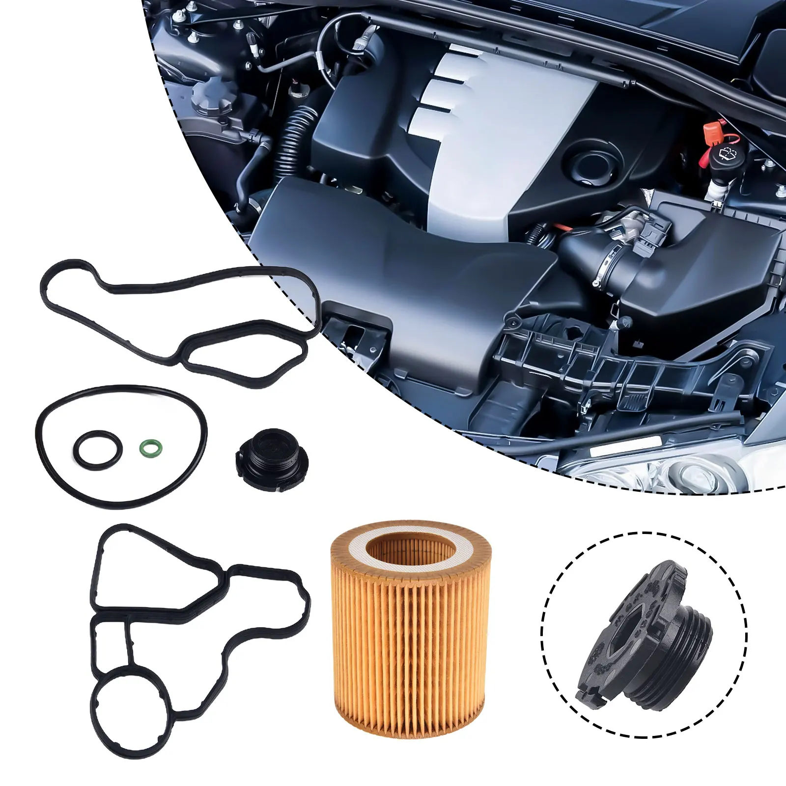 

Car Engine Oil Filter Housing Gasket & Cooler Seal Set For BMW 1 SERIES M BASE COUPE 2-DOOR 128I 135I BASE CONVERTIBLE 114275663