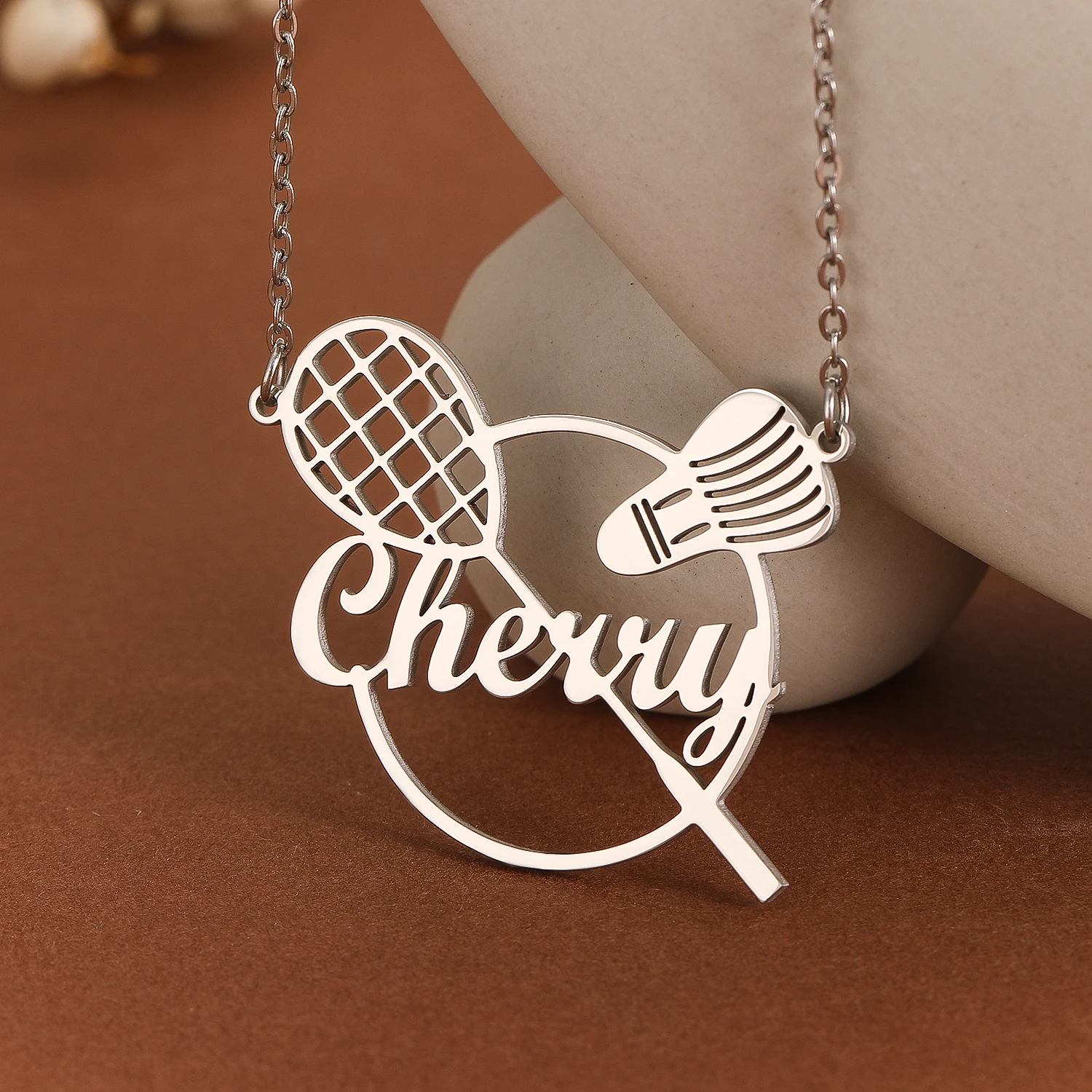 1pc Custom Name Badminton Shuttlecocks Sports Design Necklace Personalized Mother's Day, Badminton Fan, Sport Team Coach Jewelry