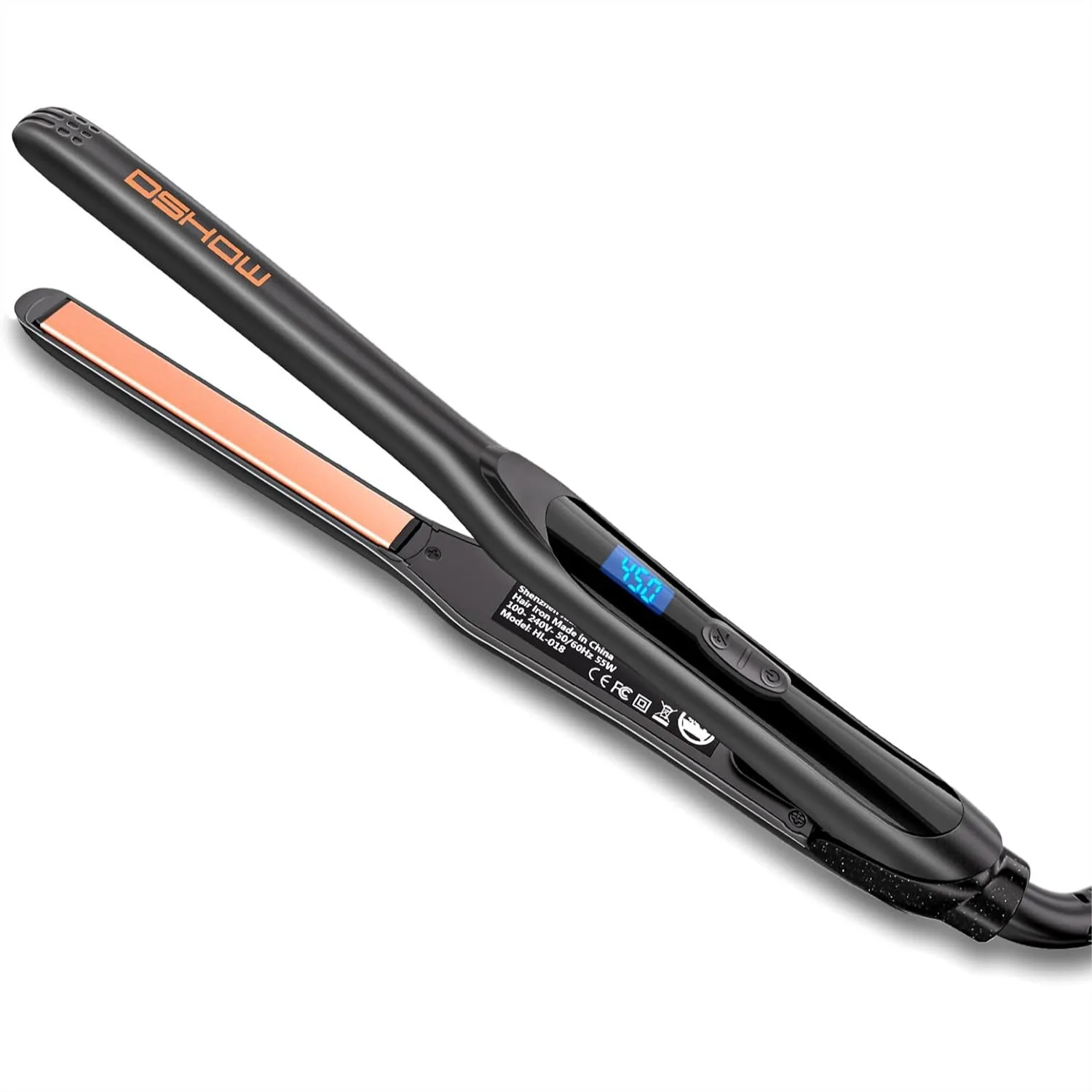 

1/2" Flat Iron for Short Hair, Mini Hair Straightener with Tourmaline Ceramic Plates, 6 Temp Settings, Dual Voltage Travel