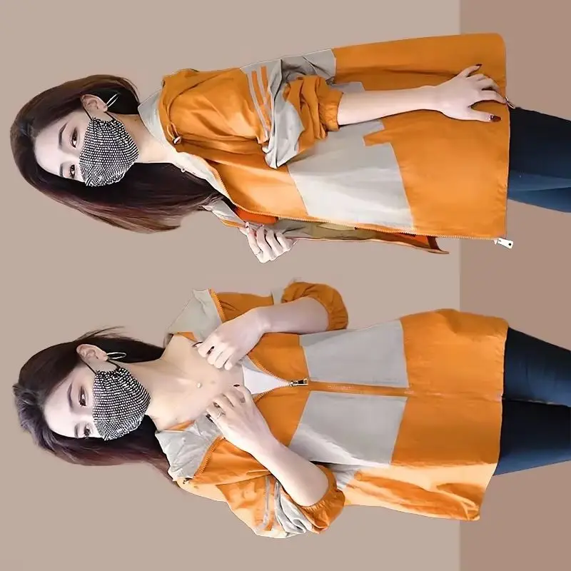 Sunscreen Jacket Women's Large Size Short Windbreaker 2026 Summer New Coat Breathable Sun-Protective Clothing Hooded Ladies Tops