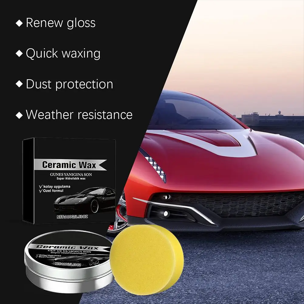 Cera pulidora de revestimiento de coche de protección fuerte con esponja, 1 kit, mejora el brillo, cuidado del coche, Kit de pulido de pintura para todos los coches Y6W6