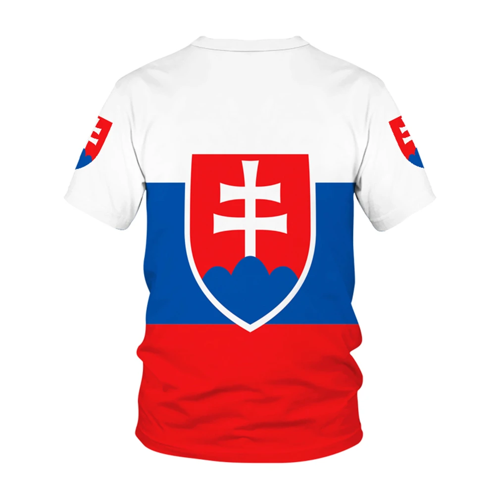 Slovakia Flag Same Pattern T-shirt Men's Hot New Summer Women's Short-sleeved T-shirt Top Shirt Children's 3D