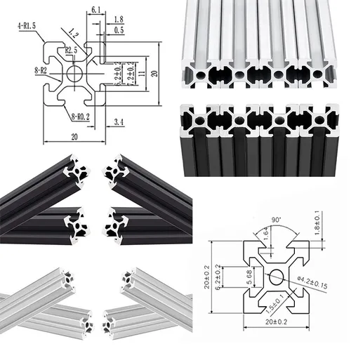 4 unids/lote 2020 perfil de aluminio ranura V/T 200 300 350 400 450 500 550 600mm extrusión de carril lineal CNC piezas de impresora 3D