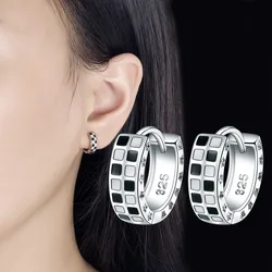 Vintage Black White Checkerboard Hoop Earring for Women Girl Charm Fashion Enamel Huggie Piercing Cartilage Earring Punk Jewelry