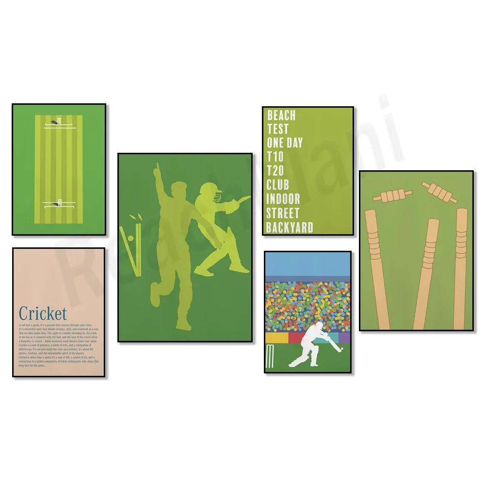 Wall art inspirational poster for cricket fans, retro sports test cricket poster, gift for cricket lovers, games room poster