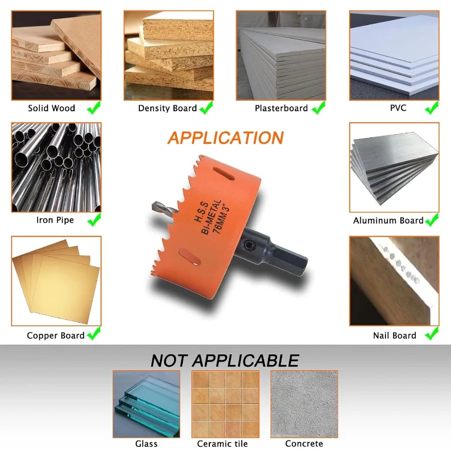 3 inch Hole Saw with Arbor for Metal Wood Plastic 76mm BiMetal Hole Cutter for Various DIY Projects with Smooth and Flat Drilli