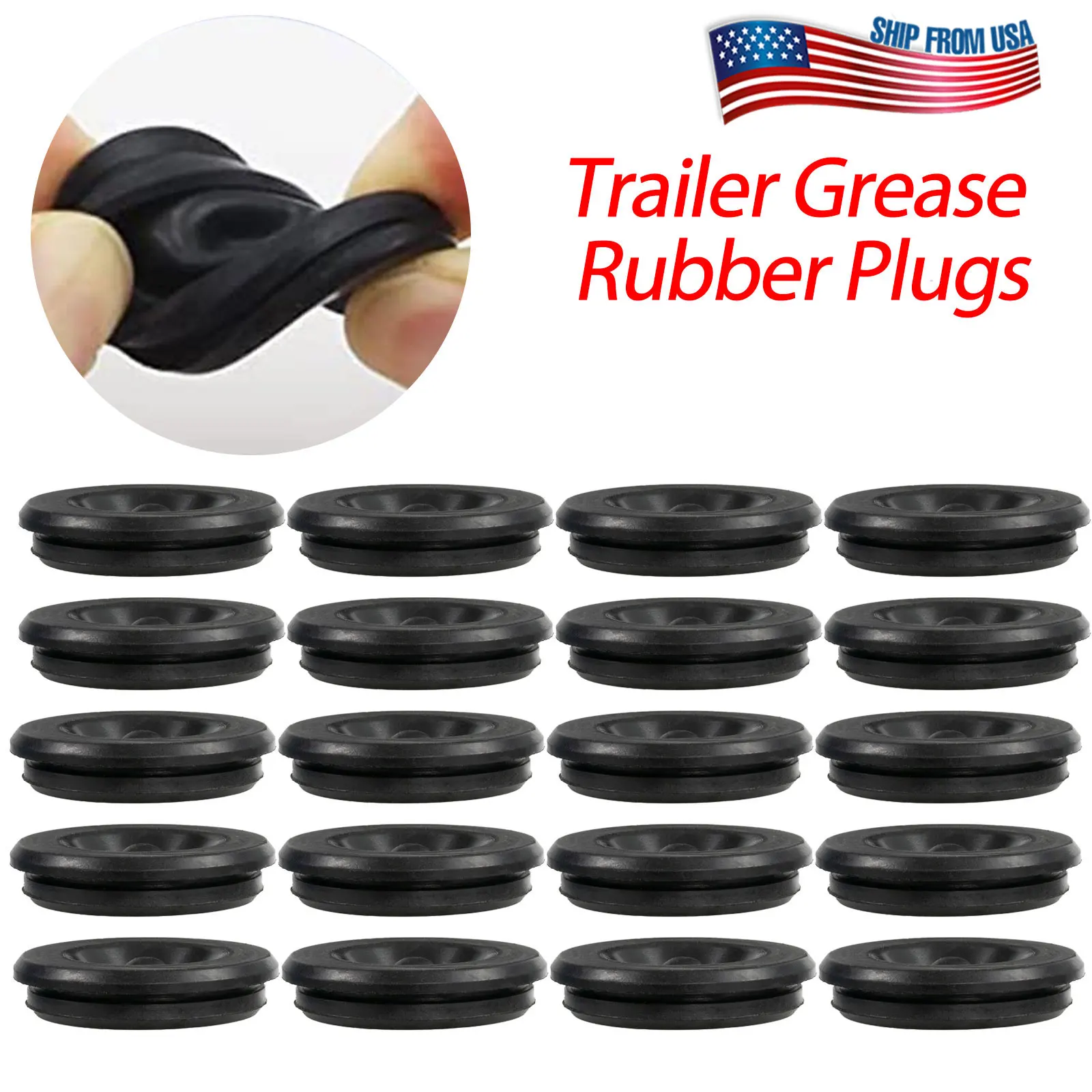 

20pcs Rubber Grease Plugs for Trailer Axle Dust Cap Hub Bearing Dust Caps Plug