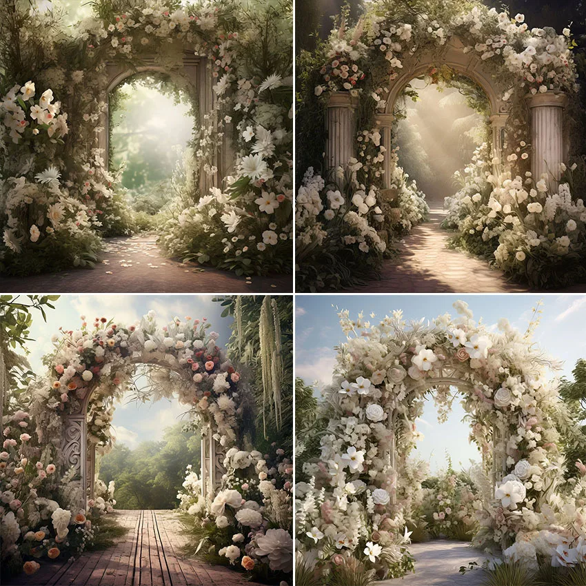 Mehofond Photography Background Spring Garden Arch Flowers Kids Birthday Wedding Maternity Portrait Decor Backdrop Photo Studio