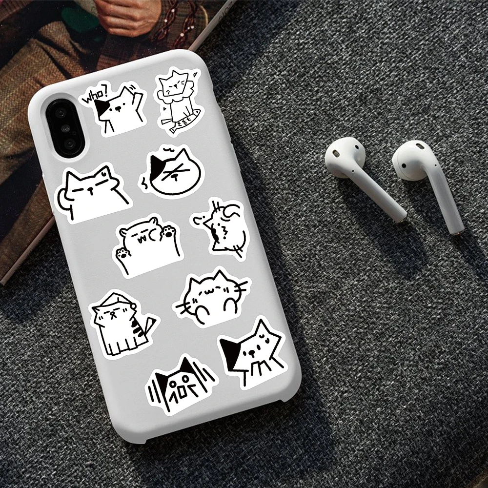 110 stücke Cartoon Nette Skizzen Kätzchen Aufkleber Aufkleber Für Telefon Sammelalbum Skateboard Gitarre Helm DIY Graffiti Ästhetische Aufkleber – Detail 9