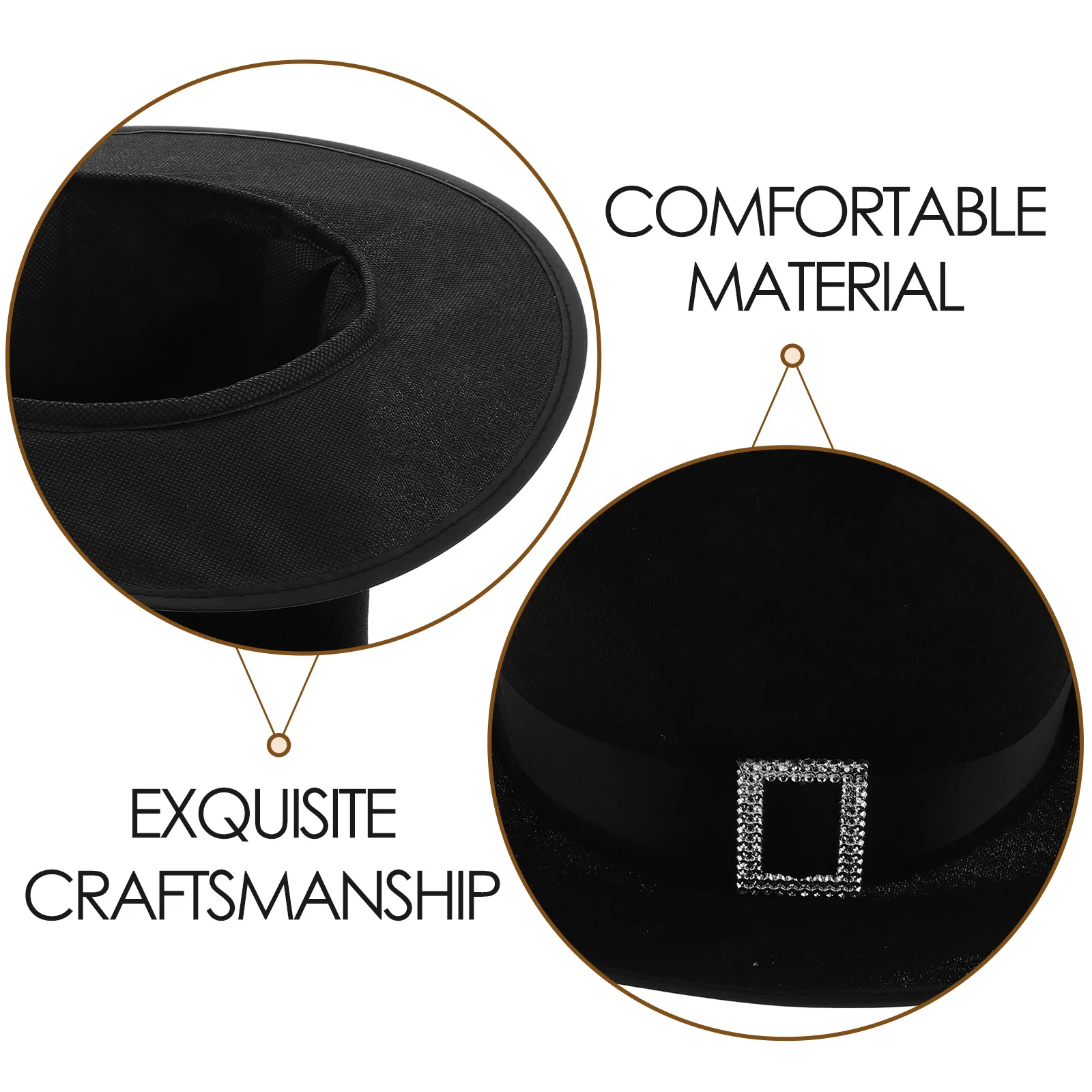 Black Top Hat Buckle Large Size Stylish Formal Costume Stage Performance Dress-Up Party Jazz Cosplay Party Hat view 6