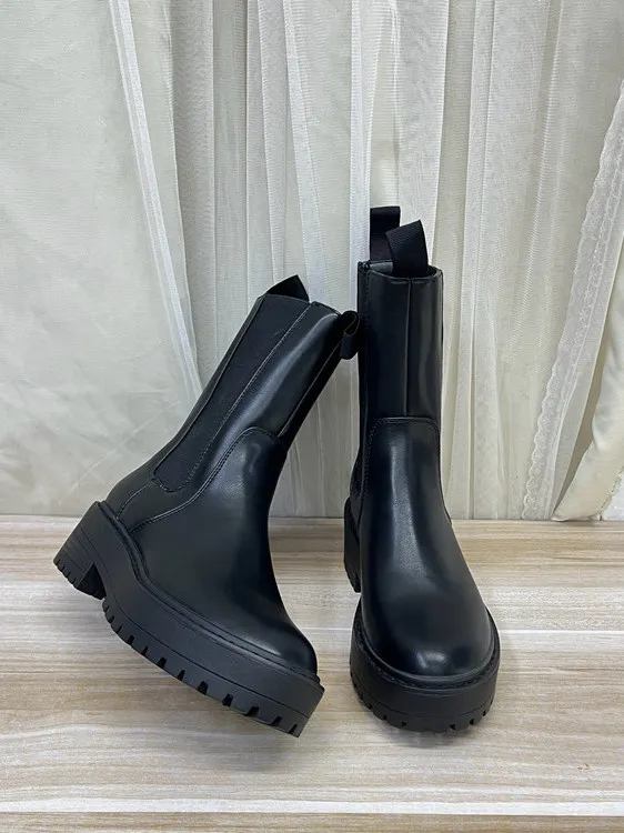 

Comfortable round Toe Thi Heel ort Boots Faionable Casual Versatile Waterproof Platform Youth Spring Autumn High Heel B...