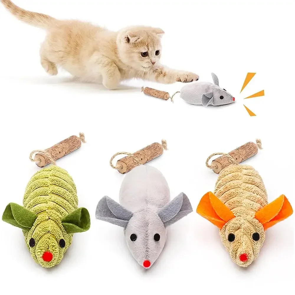 

Игрушки для кошек: 3 шт. интерактивных мышек-пищалок с кошачьей мятой и серебряной лозой для котят (для дома) - для чистки зубов, с мататаби и кошачьей мятой, для жевания и тренировки