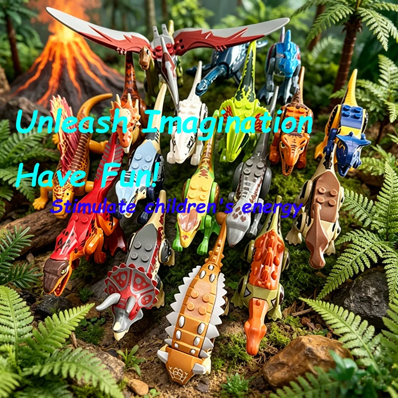 Zestaw Klocków Jurassic Dino, Mini Figurki Dinozaurów, Model Świata Dinozaurów, Klocki Zabawki dla Chłopców i Dziewczynek, Edukacyjne Prezenty Urodzinowe dla Dzieci — 2