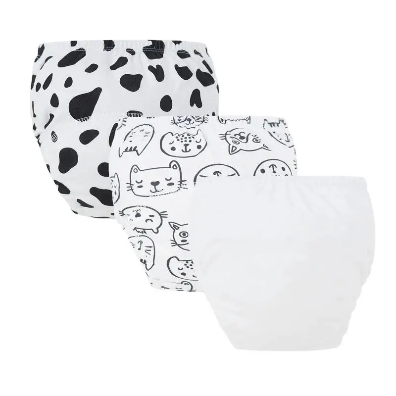 3Pcs/lot Baby Diaper Pants Cotton Toddler Training Pant Cartoon Printed Reusable Nappies Breathable Newborn Infant Underwear