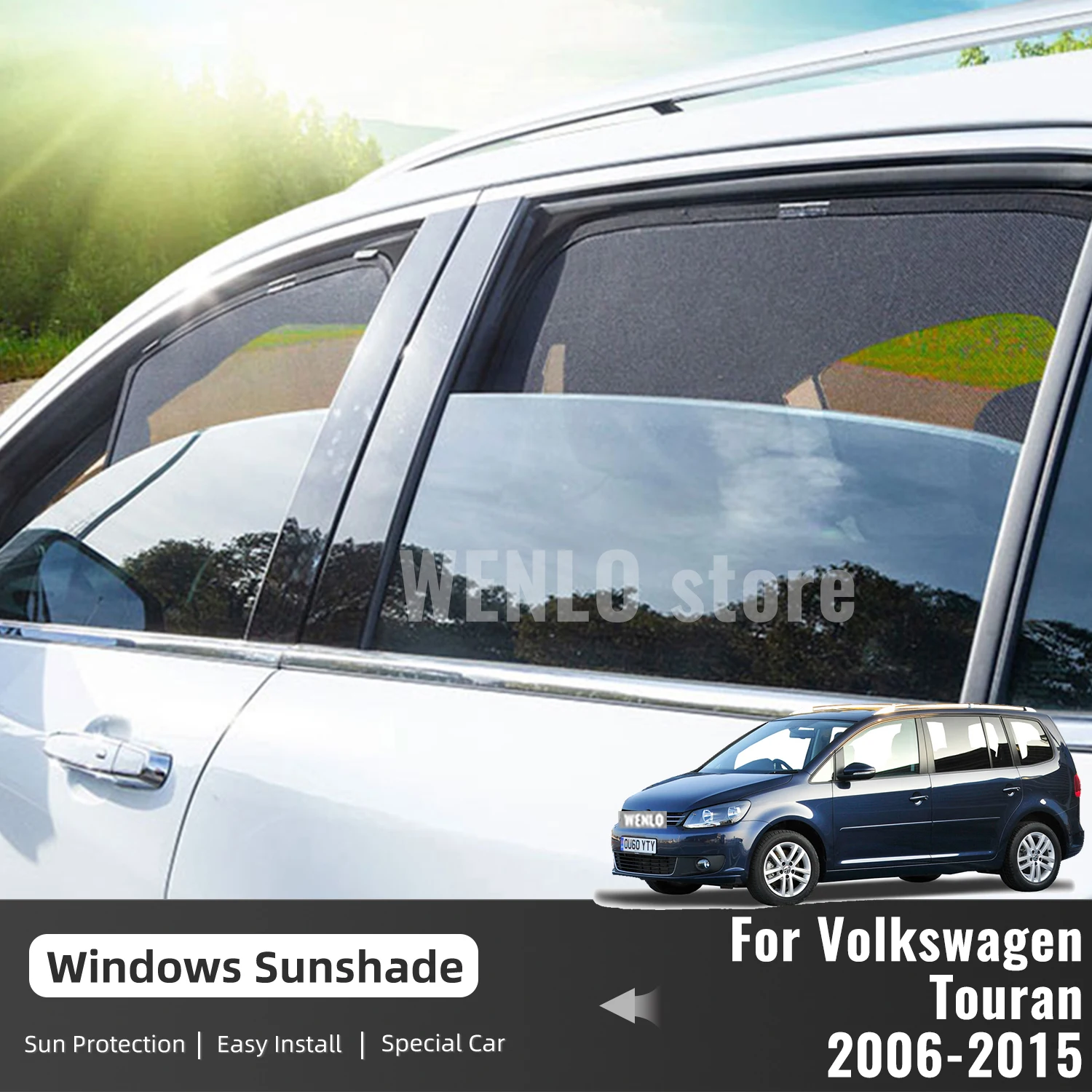 

For Volkswagen VW Touran 2007-2015 Magnetic Car Sunshade Visor Front Windshield Frame Curtain Rear Side Window Sun Shade Shield