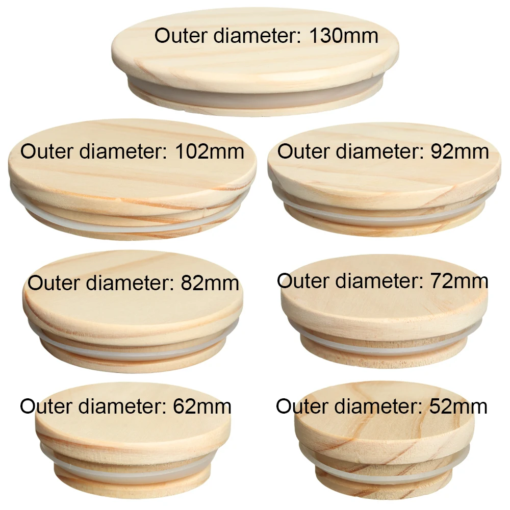 Various Sizes Reusable Wooden Kitchen Organization Bottle Sealing Caps Canning Storage Mason Jar Lid Wide Mouth Cover Wood Lids