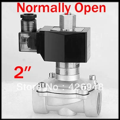 

2'' 50mm Port Size Stainless Normally Open NO 2-Way SS304 Electric Solenoid Valve Viton Oil Acid,110V AC 220V AC 12V DC 24V DC