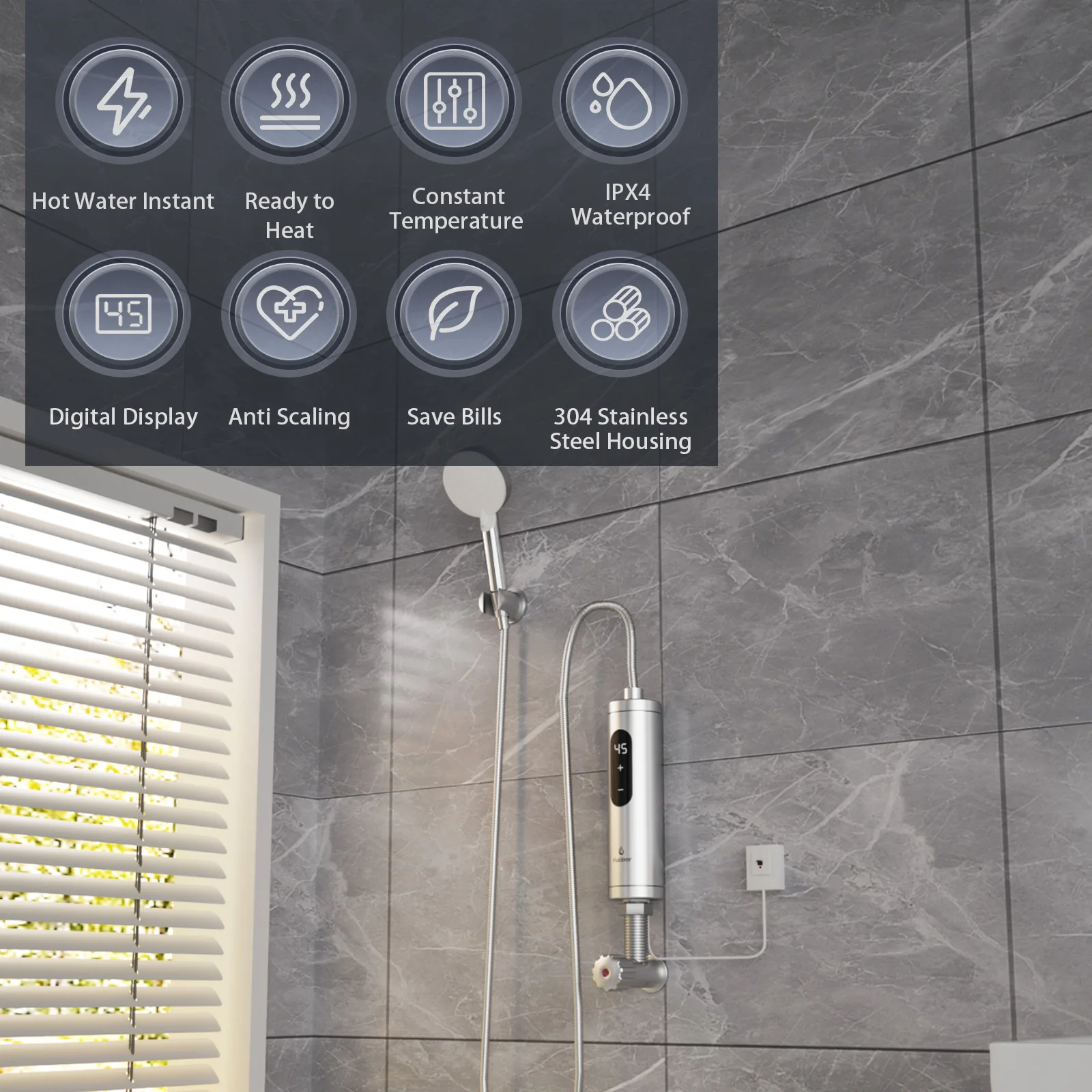 Fudeer 給湯器電気インスタント給湯器シンク用ステンレス鋼給湯器シンク下 5500 ワットキッチン用