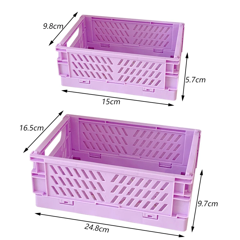 Caja plegable de plástico, caja de almacenamiento plegable, cesta, contenedor de cosméticos de utilidad, soporte de escritorio, uso doméstico, caja
