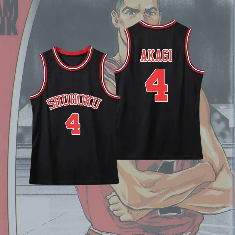 Black Anime  Sports Basketball Vest Oversize Cosplay Costumes Polyester Top Shuhoku No.4 Akagi Takenori Gorilla Props for Party