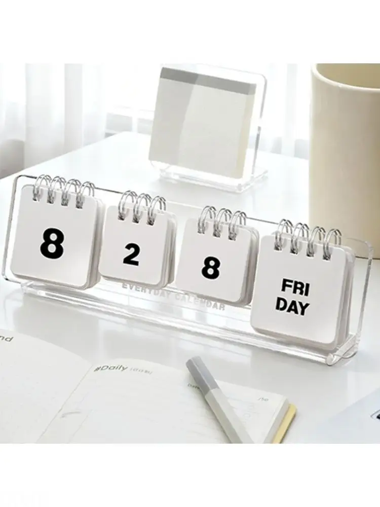 

D08B Desktop Calendar Clear Acrylic Design Timeless Date Trackers for Home Office