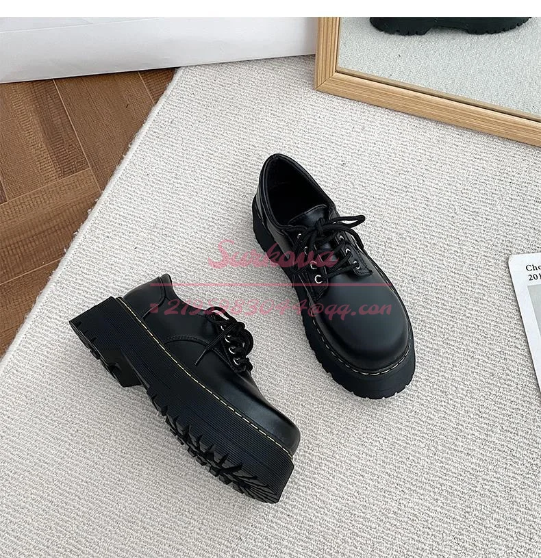 Big Toe Thick Soled High Rise Small Leather Shoes for Women 2022New Fashion Retro British Style Student Strap Jk Single Shoes