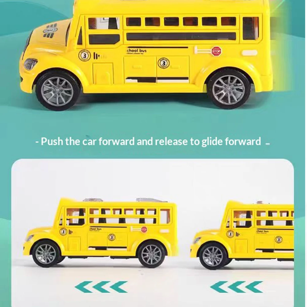 School Bus Toys Toy Car Inertia Vehicle Model Toys Pull Back Car Boys Toys with Opening Doors Educational Toys for Kids Gifts