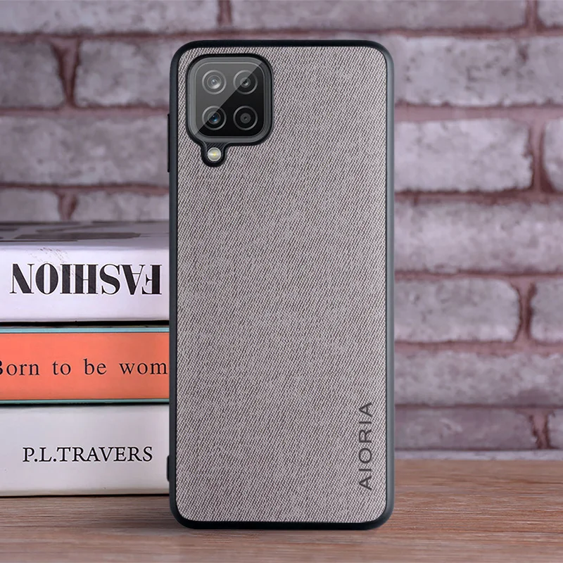 Case for Samsung Galaxy A12 coque Luxury textile Leather skin soft TPU hard phone cover for samsung a12 case funda
