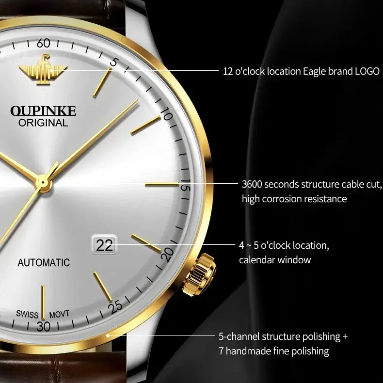 OUPINKE 3269 hommes montre de luxe suisse véritable hommes tout automatique montre mécanique haut de gamme Ultra mince 7.3mm hommes montre Reloj Hombre