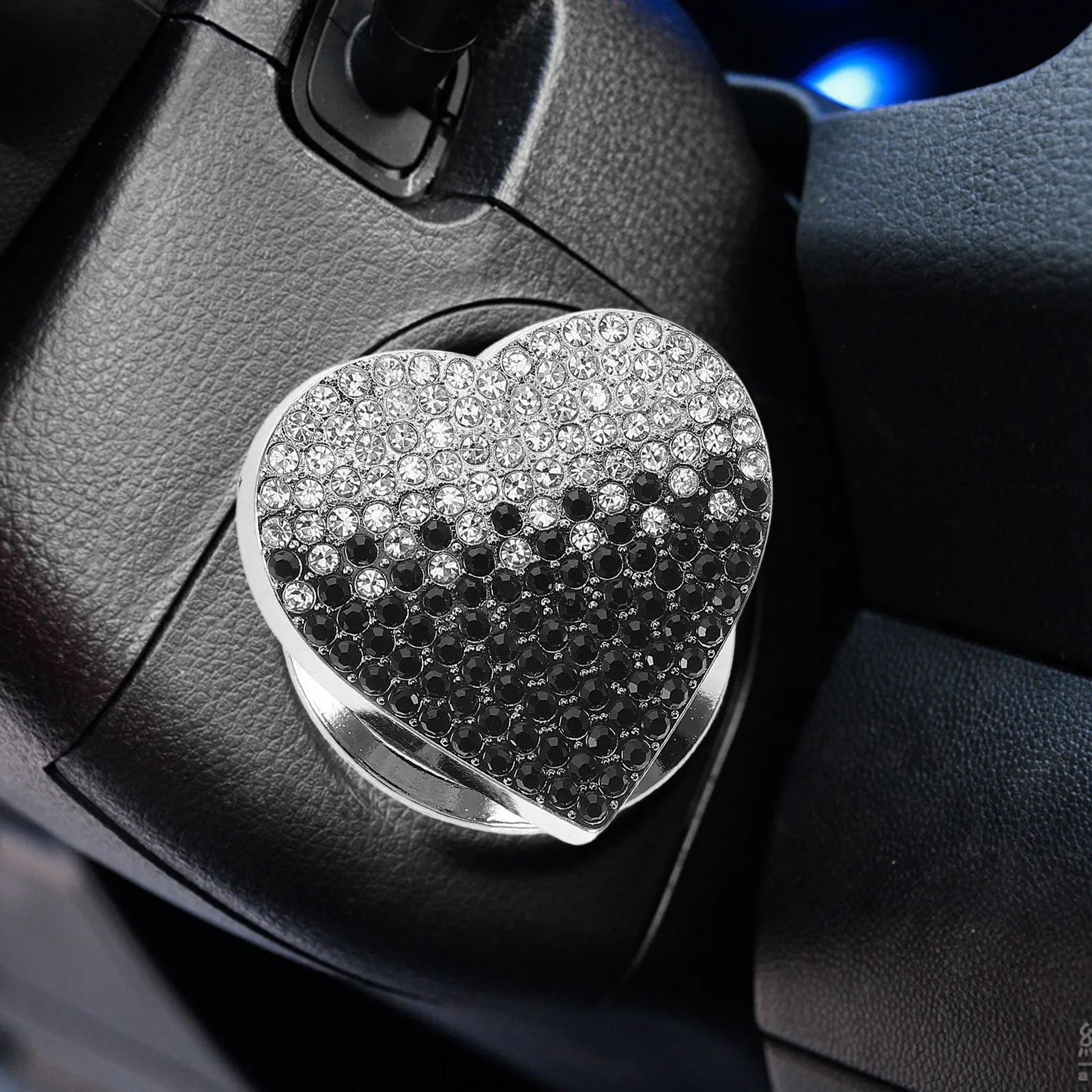 

Heart Shaped Bling Car Push to Start Button Protective Cover Rhinestone Engine Ignition Button Car Interior Push to Start Cover
