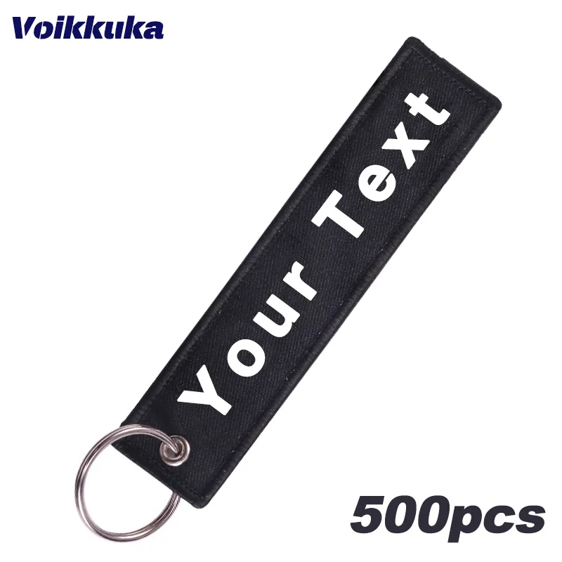 10PCS 30PCS 50PCS 100PCS 200PCS 300PCS 500PCS Set Sale Custom Beide zijden geborduurde sleutelhanger motorfiets sleuteltags groothandel