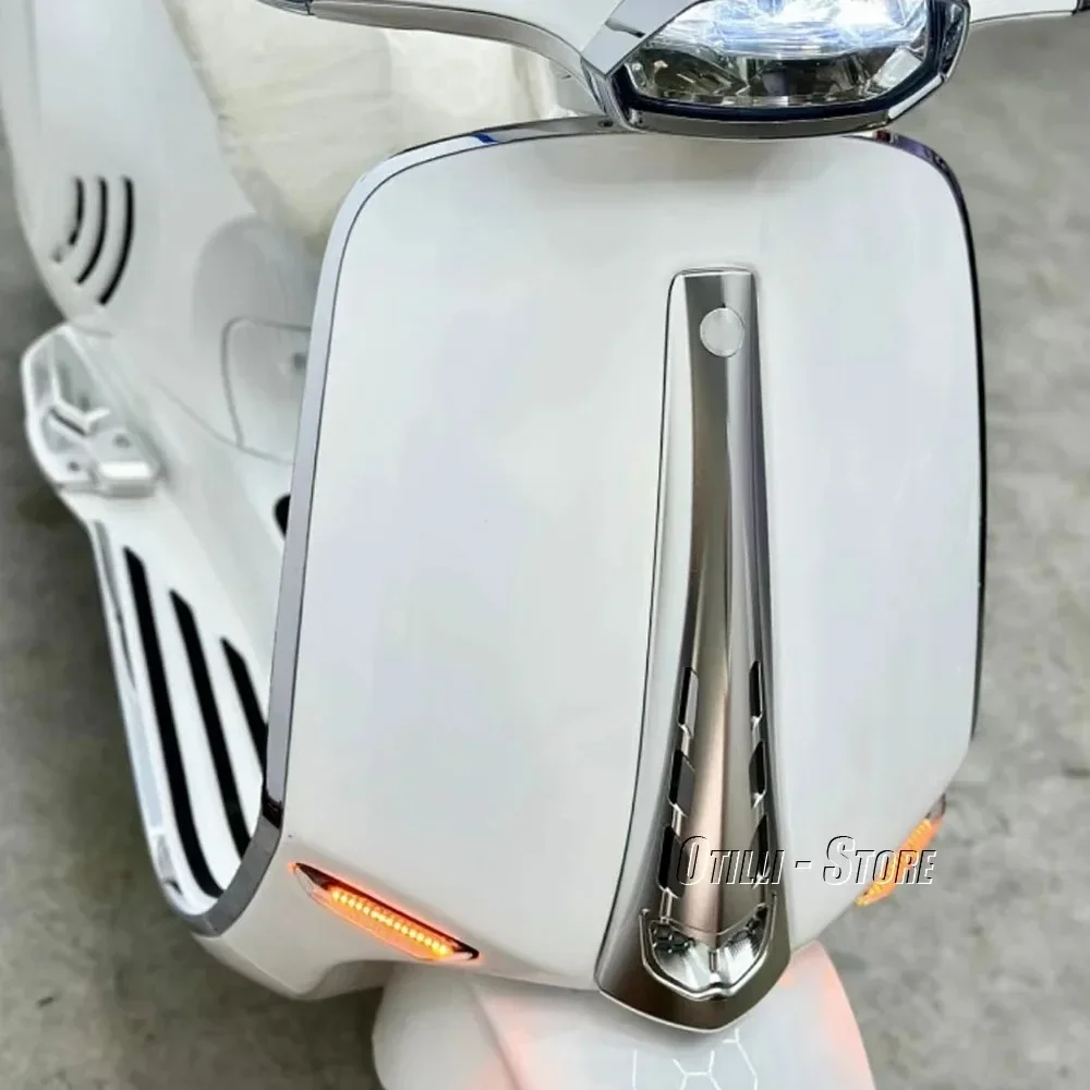 Para Vespa Sprint Primavera 50 125 150 cubierta de bocina de cinturón delantero de motocicleta accesorios de carenado piezas cromadas doradas, negras, plateadas y rojas