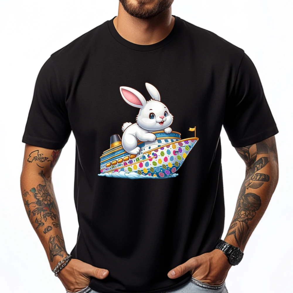 

Bunny On Cruise Ship Easter Eggs Costume Toddler White T Shirt Men T Shirt Man Tshirts Vaporwave