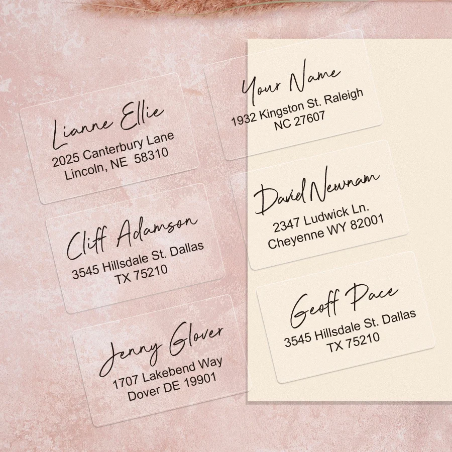 ملصقات بريدية مقاومة للماء مطبوعة حسب الطلب - ملصقات عناوين ذاتية اللصق متينة للدعوات والبريد الاستخدام وبطاقات المعايدة