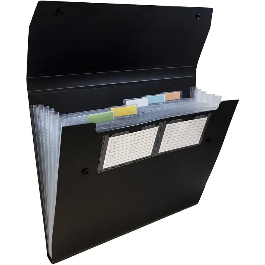 

Accordion Folders 6 Pocket Plastic Expanding File with Snap Closure Letter Size 9 x 13 Black Sold Individually