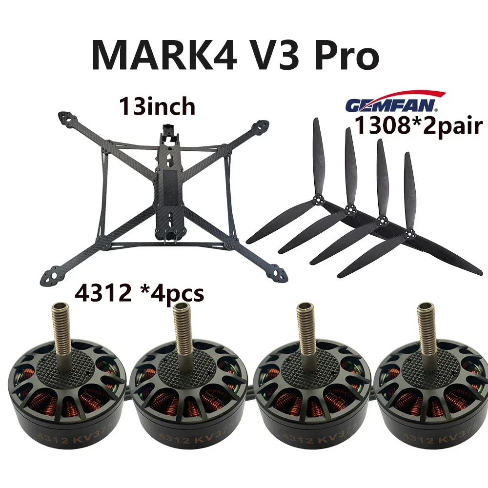 SoloGood MARK4 V3 Pro 13inch 570mm Carbon Fiber Frame Gemfan 1308 13X8X3 13inch Propeller 4312 375KV/508KV Brushless Motor