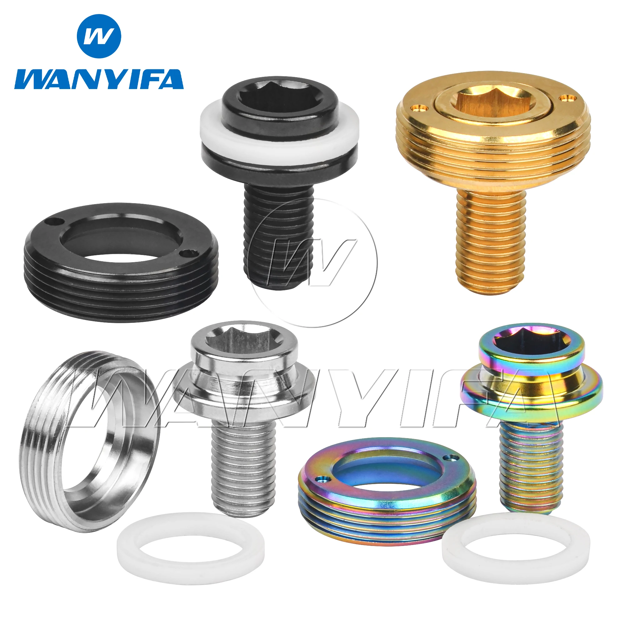 Wanyifa Titanium Bolt M8x15mm Crank Screw With Dust Cover Fixing Crank Set for MTB Road Bike Ti Parts