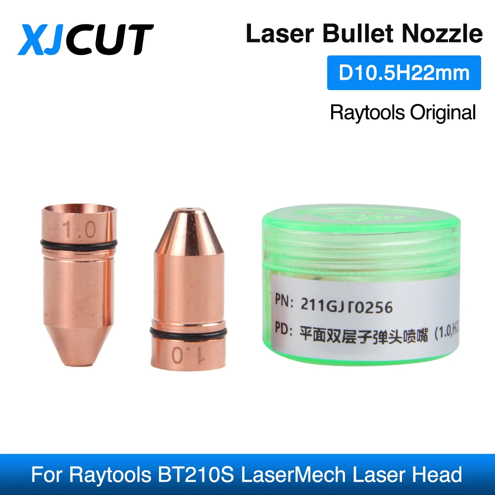 XJCUT 10 unids/lote Raytools boquilla láser Original boquilla tipo bala 211GJT0039 para Raytools BT210S LaserMech cabezal de corte láser de fibra
