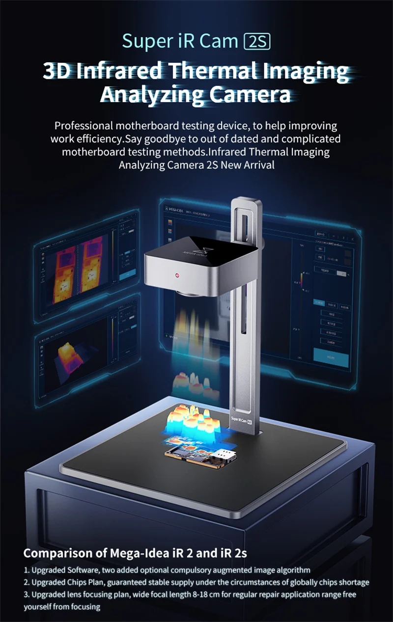 MEGA-IDEA Super IR Cam 2S 3D PCB infrared Thermal Imaging Analyzing Camera for Motherboard Short Circuit Quick Diagnosis