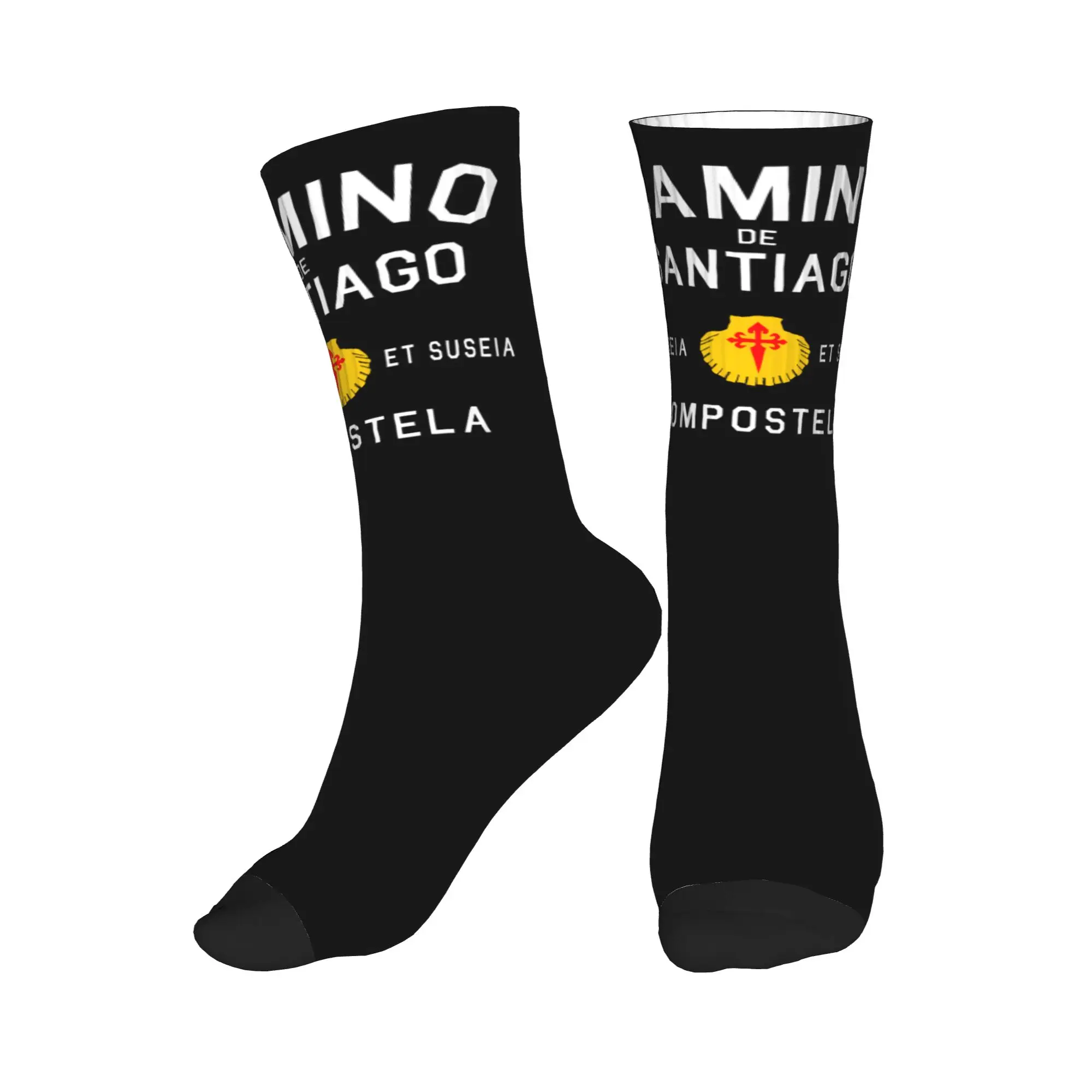 

Cool Printing Buen Camino de Santiago Socks for Women Men Stretchy Summer Autumn Winter Crew Socks