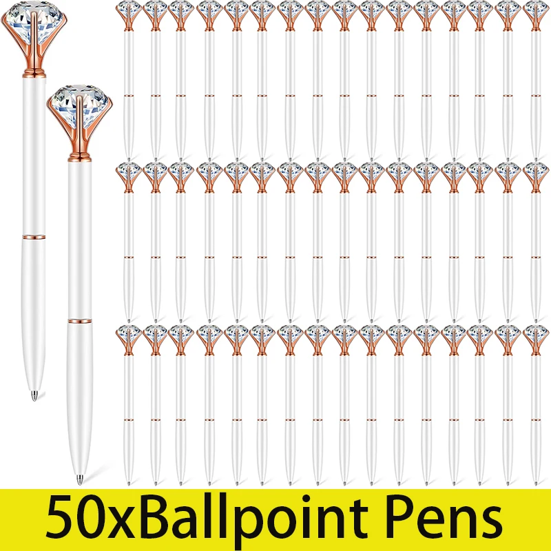 50Pcs Diamond Pens Diamind Ballpoint Pens Black Ink