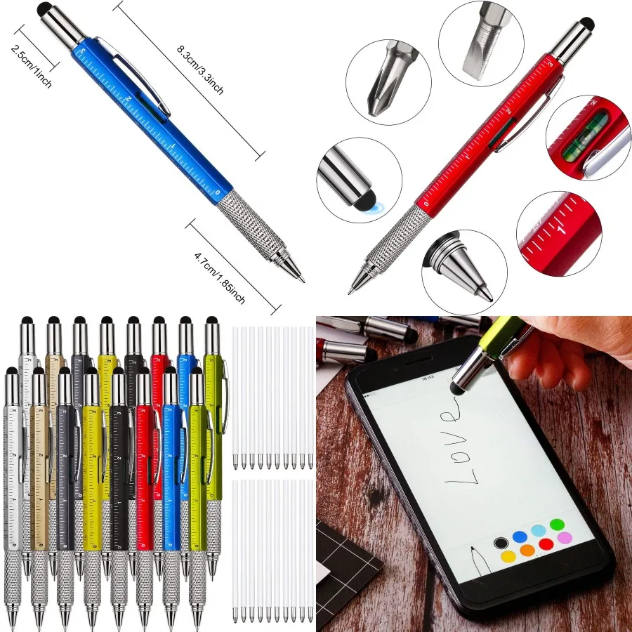 

Zhanmai, 16 шт., многофункциональные ручки 6 в 1, набор многофункциональных ручек со стержнями для мужчин, подарки на день рождения, наполнители для рождественских чулок для M