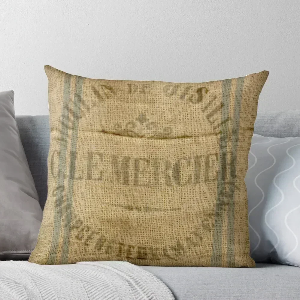 

Bonjour ! - Faux Grain Sack [distressed 3] Throw Pillow Cushions Cover Covers For Sofas pillow