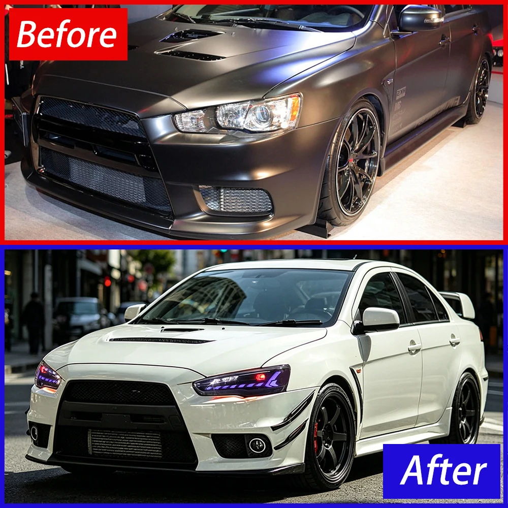 For Mitsubishi Lancer 2008-2017 Headlight Assembly Upgrade Start Animation RGB Style LED Projector Lens Car Tools Accessories