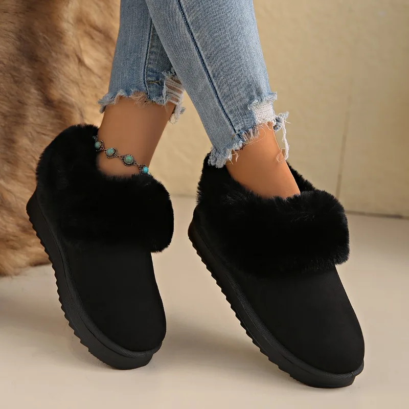 Snow Boots 2025 Plush Warm Comfortable Non-slip Booties Women's Winter Padded Round-headed Muffin Bottom Leisure Snow Boots