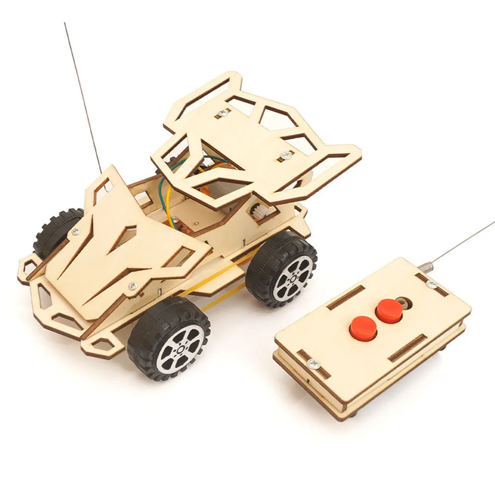 Wireless Remote Control Car Science Technology DIY Kit Electric Science Puzzle Educational Children's Creative Model Wooden