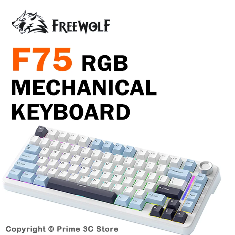 

F75 75% Игровая Механическая Клавиатура Трехрежимная Bluetooth 2,4G Проводная Горячая Замена RGB PBT Колпачки Клавиш 4000 мАч Большая Аккумулятор