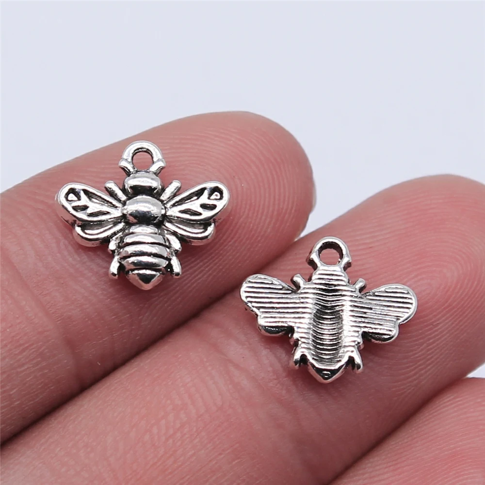 WYSIWYG 20pcs 11x14mm Antique Silver Color Bee Charms Pendant For Jewelry Making DIY Jewelry Findings