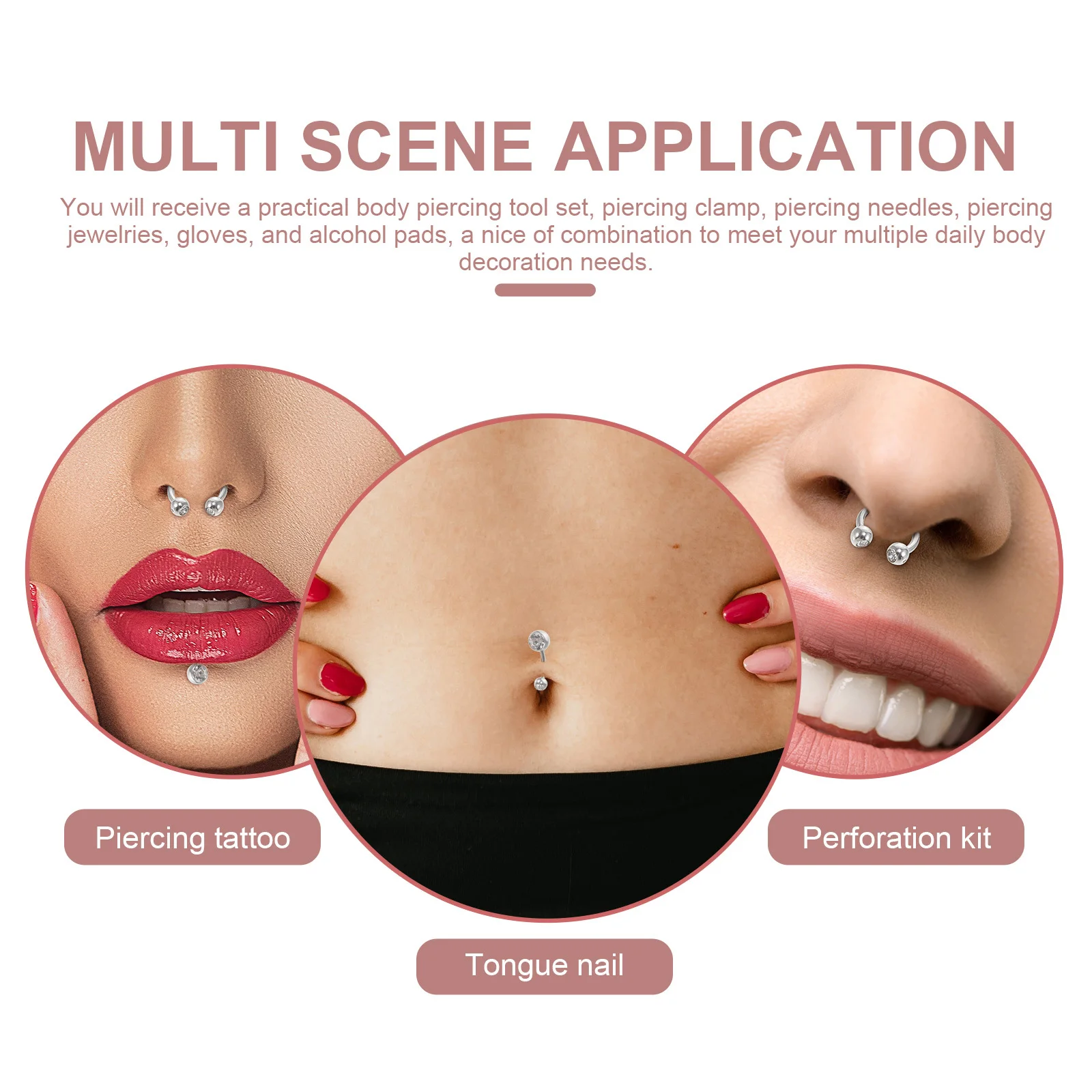 

40Pcs Stainless Steel Piercing Jewelry Lightweight Lip Nose Ear Stud Adornments Fashion Body Piercing Decoration for Parties