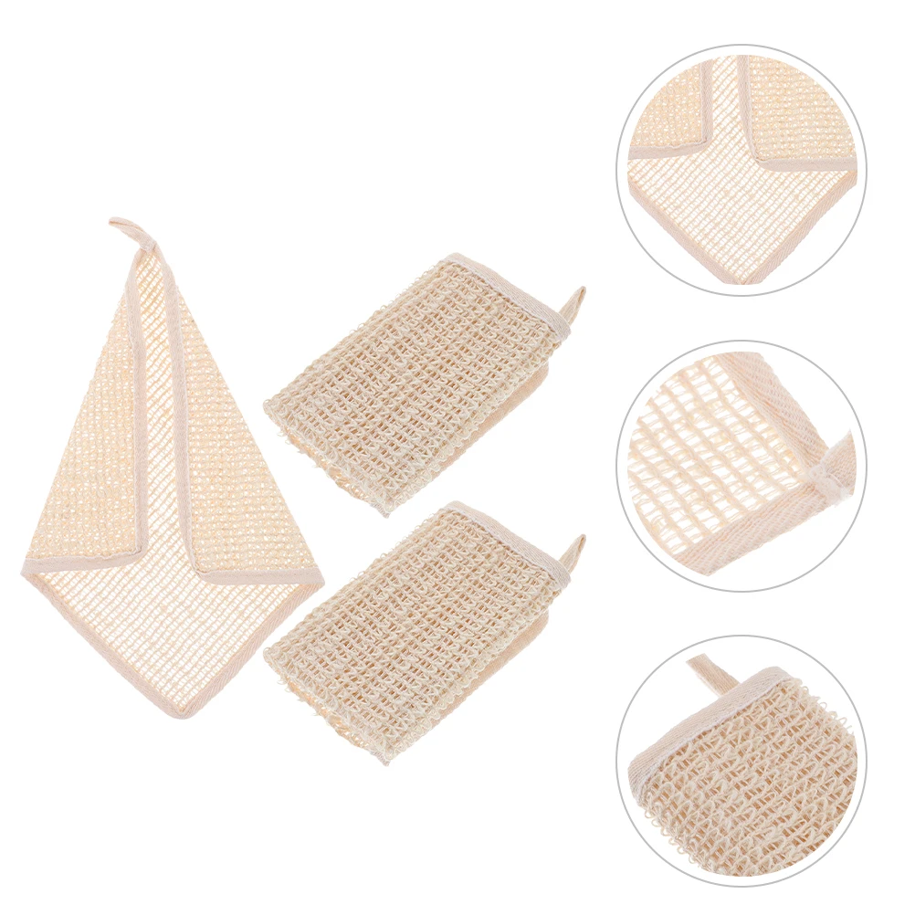 

3 Pcs Cotton Linen Bath Wipe Face Washcloths for Bathroom Rags Aldult Ramie Lightweight